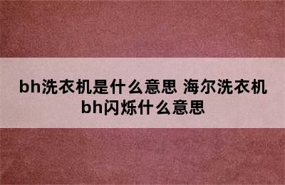 bh洗衣机是什么意思 海尔洗衣机bh闪烁什么意思